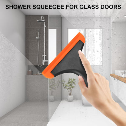 SetSail Shower Squeegee for Glass Doors Small Squeegee for Shower Glass Door Mini Silicone Squeegee for Car Window Cleaning 2 Packs, All Black