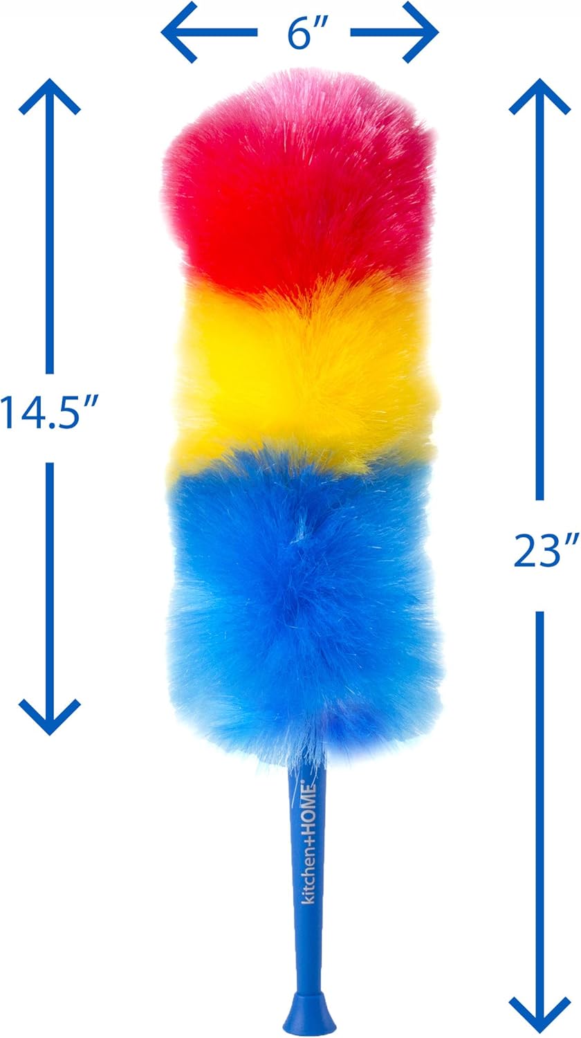 Kitchen + Home 23” inch Rainbow Static Duster - Electrostatic Feather Duster Attracts dust Like a Magnet!