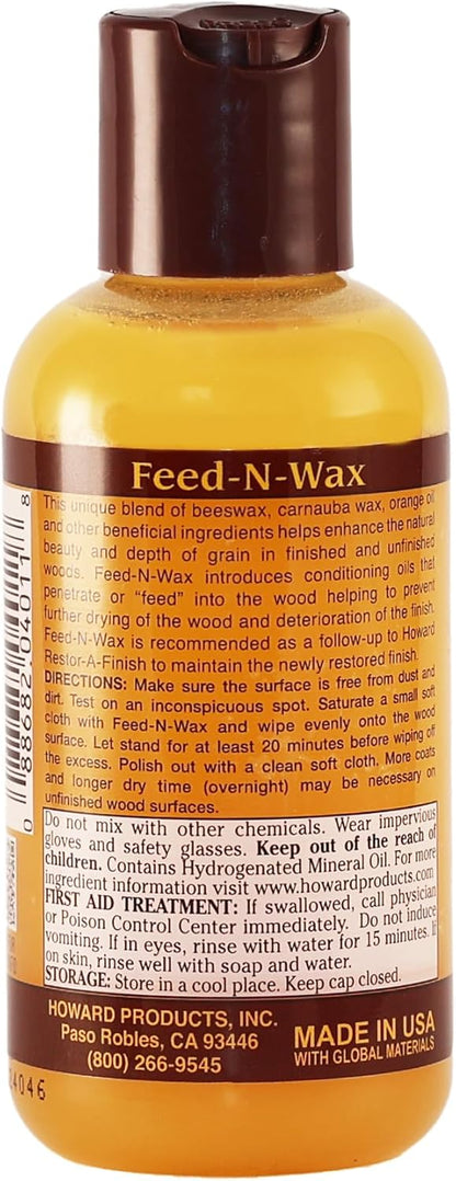 Howard Products Feed-N-Wax Wood Polish & Conditioner, 8 oz, Orange