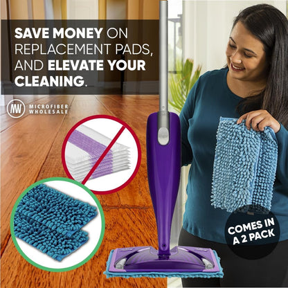 10" Mucho Microfiber Mop System - Mops for Floor Cleaning - Hardwood Floor Mop for Tile, Laminate, Wood, Vinyl Floors | Washable Pads | Dry & Wet Mopping - Microfiber Wholesale