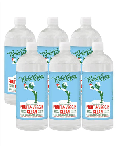 Rebel Green Fruit & Veggie Clean - Plant-Based Produce Cleaner - Natural Fruit and Vegetable Wash with No Aftertaste - Dirt & Grime Removal - Made with Organic Extracts of Citrus - 16 FL OZ
