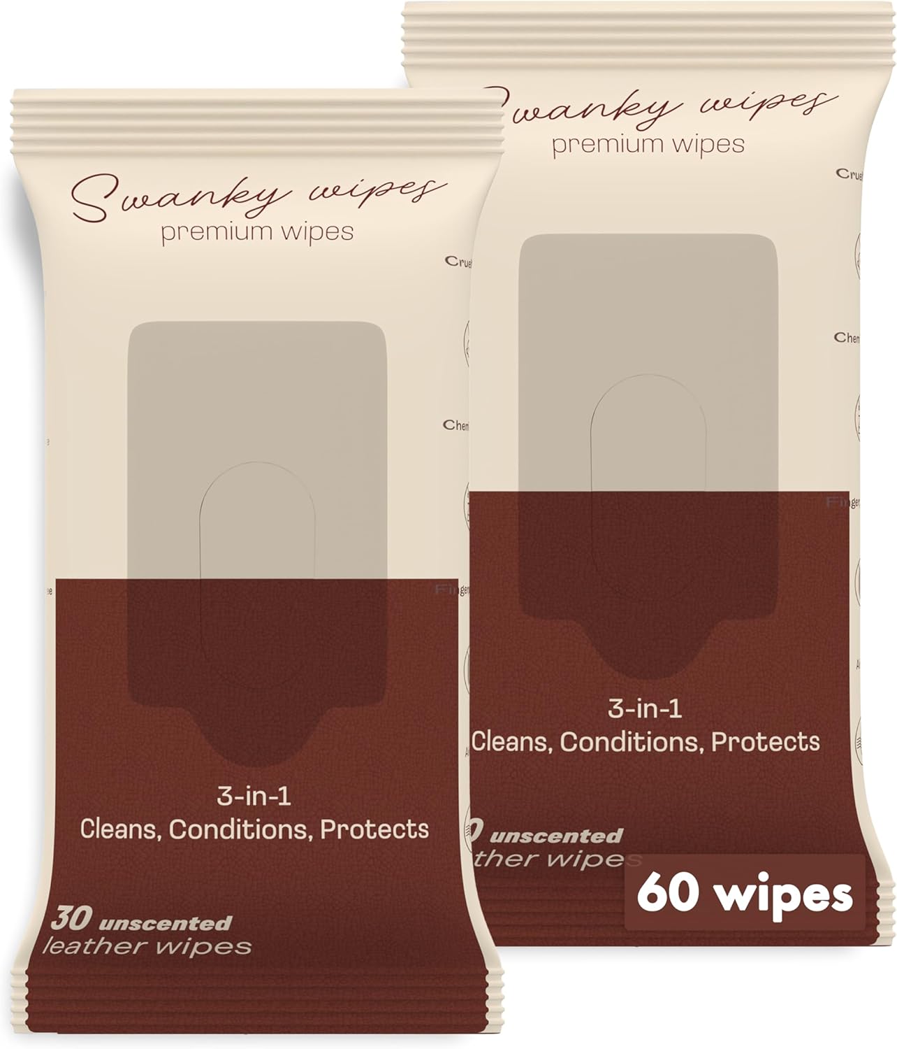 Swanky Leather Wipes - Leather Cleaner and Conditioner for Purses, Shoes, Furniture Polish & Car Seats, Prevents Fading & Cracking, Restores Softness & Shine - Soft Wipes, 30 Count