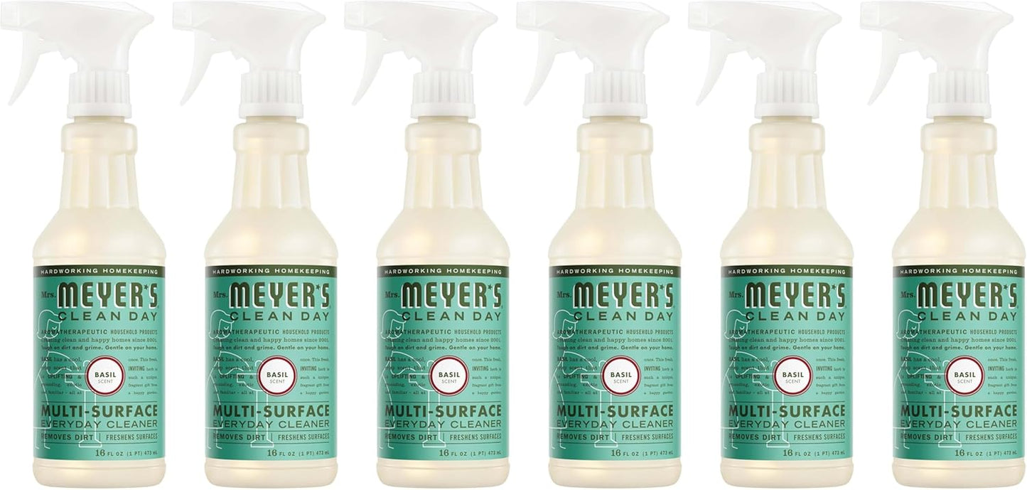 MRS. MEYER'S CLEAN DAY Multi-Surface Everyday Cleaner, Basil Scent, 16 Fl Oz Bottle - 3 Pack
