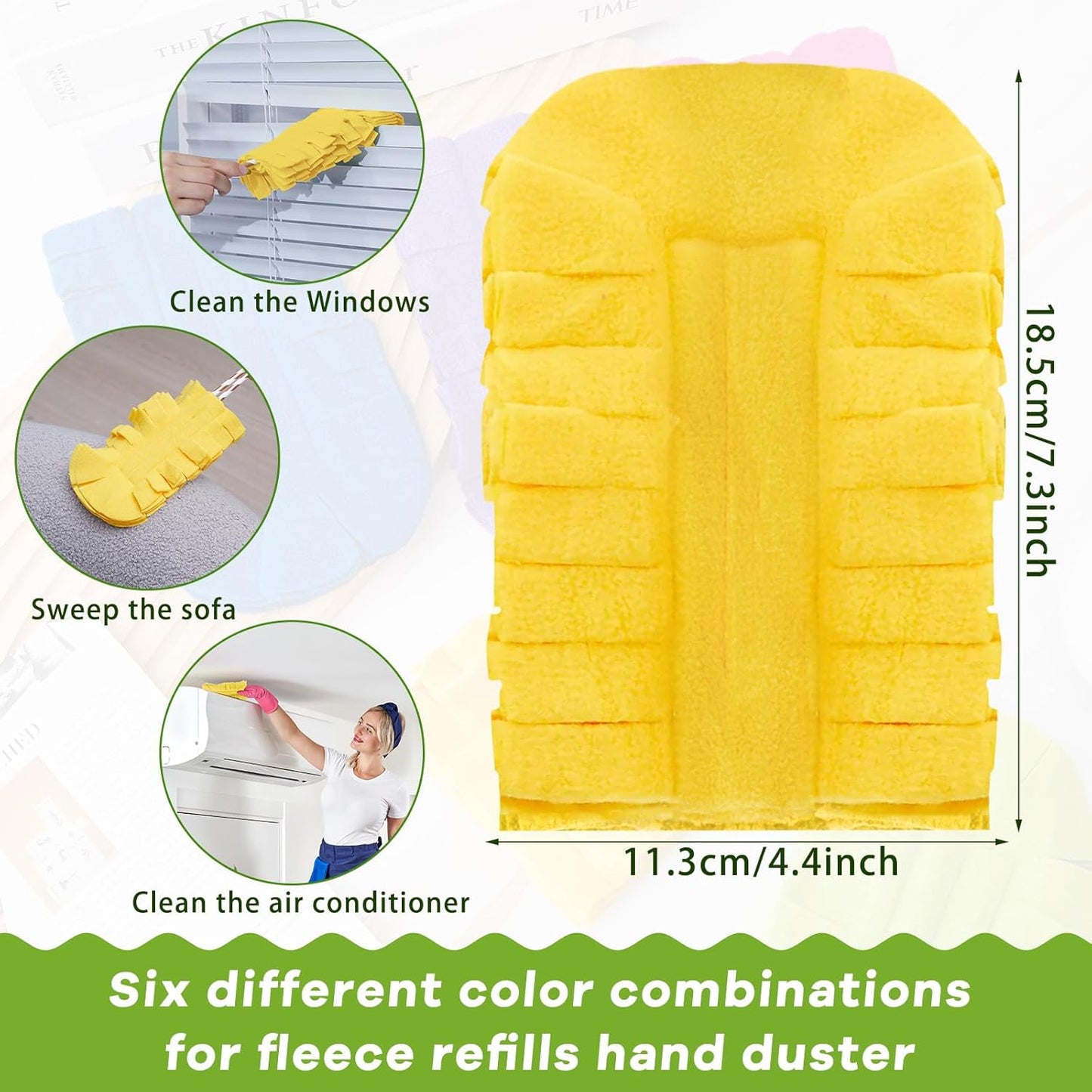 Zubebe 12 Pcs Duster Refill Reusable Fleece Duster Refills Feather Flat Dusters Multi Surface Washable Cleaning Pads Tools for Home, Blinds, Car, Pet, Furniture, Fans (Dark Color)