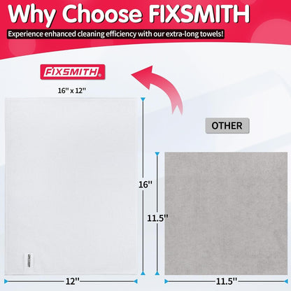 FIXSMITH Microfiber Cleaning Cloth - Pack of 8, Size: 12 x 16 in, Multi-Functional Cleaning Towels, Highly Absorbent Cleaning Rags, Lint-Free, Streak-Free Cleaning Cloths for Car Kitchen Home