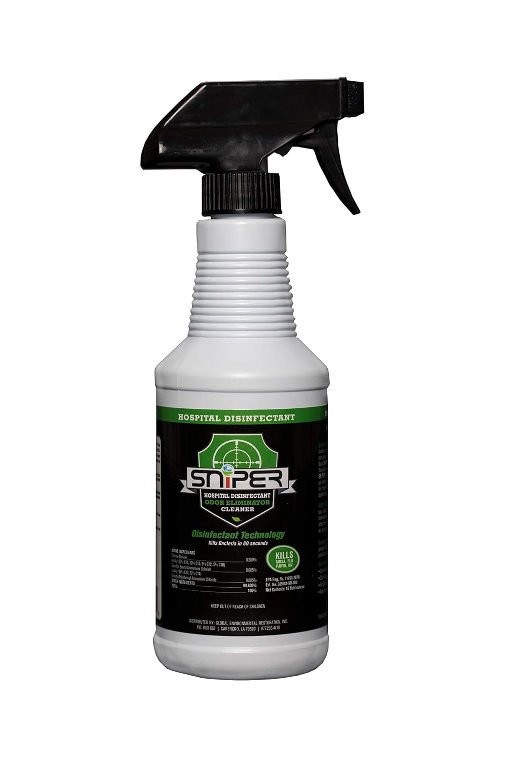 SNiPER Hospital Disinfectant, Odor Eliminator & All-Purpose Cleaner, 16 Ounce Spray, 2-Pack
