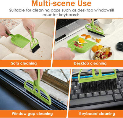 Healifty Mini Broom and Dustpan Set 6-Piece Portable Desk Cleaning Brush Set with Soft Bristles for Keyboard Desktop Pet Hair and Hard Floor Use