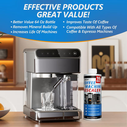 Coffee Machine Cleaner Descaler Tablets 34 Pack, Coffee Maker Cleaner for Keurig, Ninja, Breville, Delonghi, Nespresso, Miele,Espresso Machine Cleaning Tabs,Descaling Solution for Coffee Pot Maker