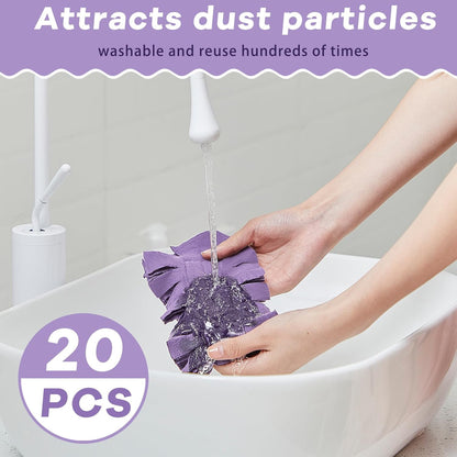 Zubebe 12 Pcs Duster Refill Reusable Fleece Duster Refills Feather Flat Dusters Multi Surface Washable Cleaning Pads Tools for Home, Blinds, Car, Pet, Furniture, Fans (Dark Color)