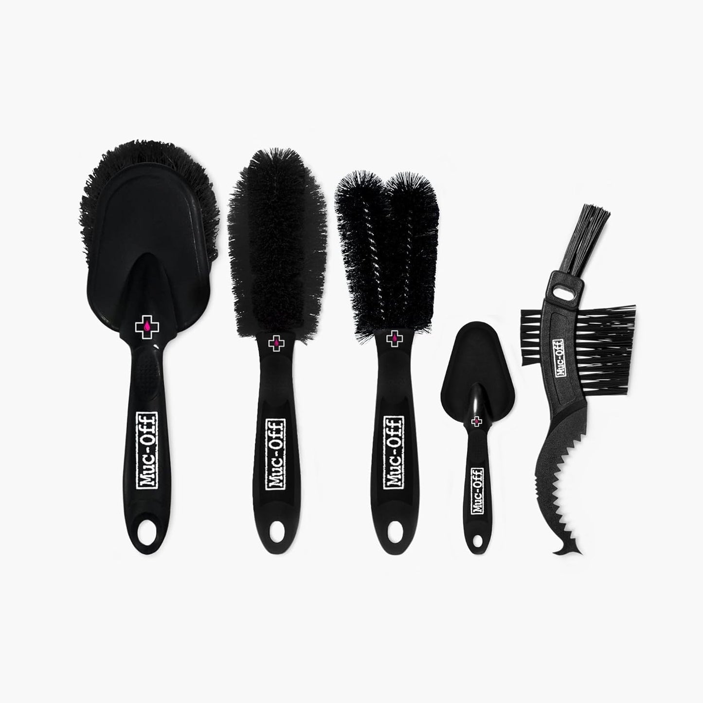Muc-Off 220 3 Piece Premium Brush Kit - Includes 3 Bike Cleaning Brushes With Durable Nylon Bristles And Ergonomic Rubberised Handles To Minimise Impact