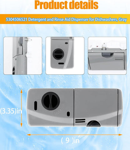 5304506521 Detergent and Rinse Aid Dispenser for Dishwashers kit Fits For Frigidaire,Electrolux,Crosley, Kenmore, Westinghouse,Replacement AP6036339.154379201,154379202,154452703 Etc