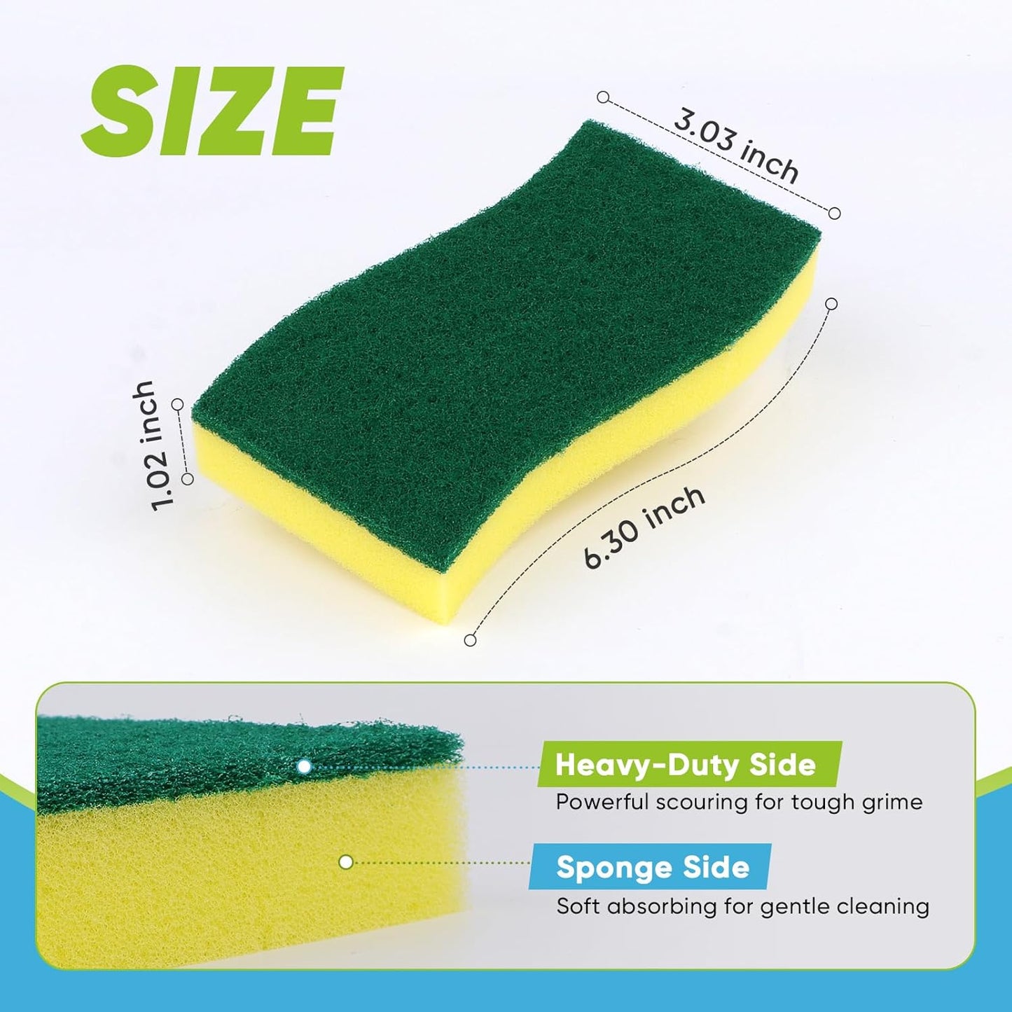AIDEA Sponges Kitchen, 24 Pack Heavy Duty Dish Sponge, Cleaning Dish Scrubber Sponge for Home and Kitchen, Stink-Free Cleaning Supplies for Pots, Pans
