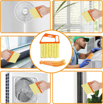 6 Pcs Window Venetian Blind Cleaner Duster Tool, Microfiber 6 Finger Duster Brush for Cleaning Window Shutters, Air Conditioner, Wood & Vinyl Blinds, Includes 6 Cloth Covers