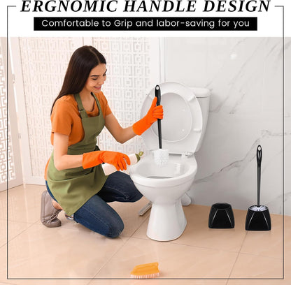 FoldTier 15 Sets Toilet Holder and Brush Set 16.14 Inch Toilet Bowl Cleaner Brush with Caddy Bathroom Scrub Plastic Scrubber with Long Handle for Bathroom Cleaning, Easy to Assemble (White)