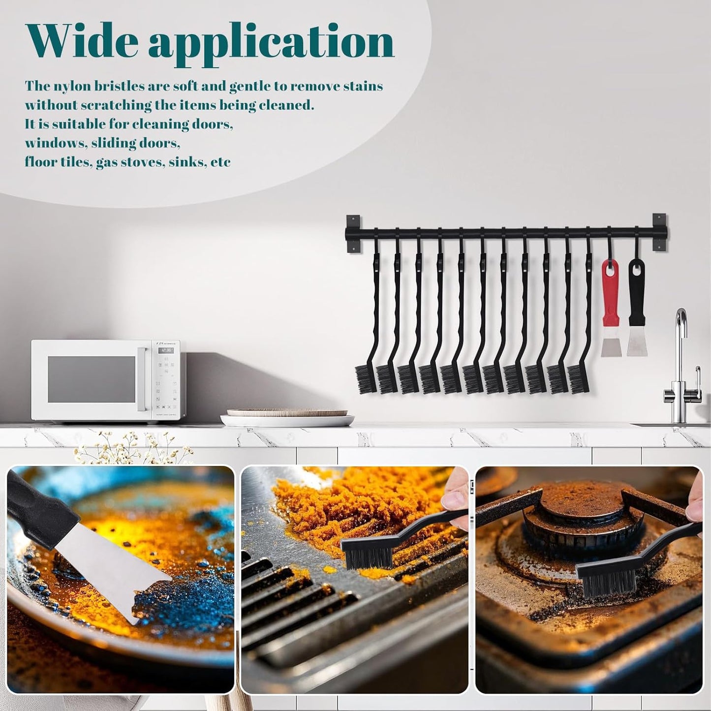 15PCS Mini Wire Brush Stainless Steel Brush Set，Masonry Brush Wire Bristle for Cleaning Welding Slag and Rust，Curved Handle Brush (Stainless Steel, 15)