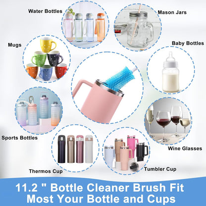 XANGNIER 5 in 1 Bottle Cleaning Brush Set,Multifunctional Water Bottle Brush and Straw Cleaner Brush,Cleaning Tool Kit for Owala/Stanley/Yeti/Simple Modern Tumbler Cup Accessories,Kitchen Gadgets