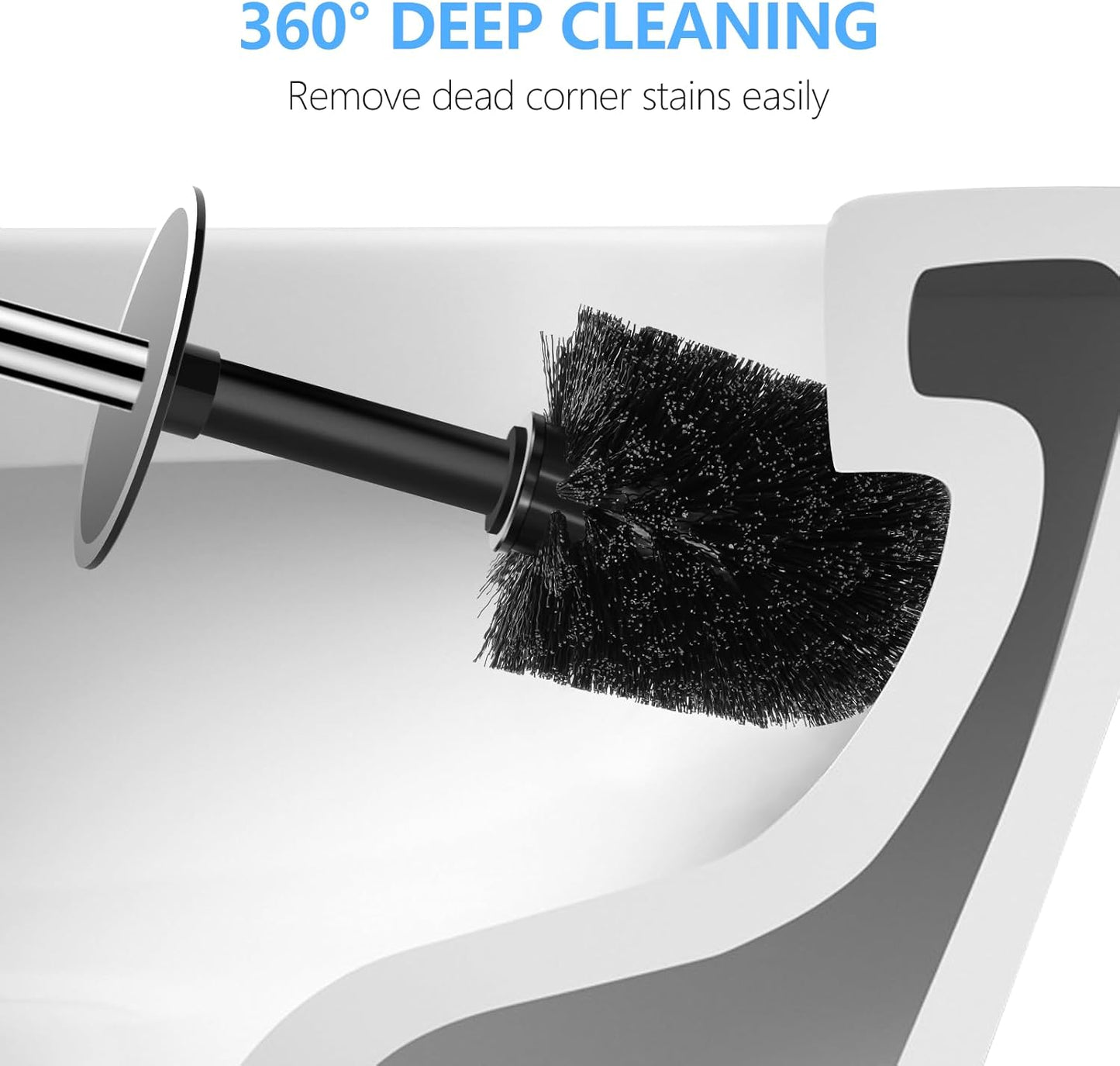 SetSail Toilet Brush, Compact Size Toilet Bowl Brush and Holder Toilet Brushes for Bathroom with Stainless Steel Handle Toilet Cleaner Brush with Durable Scrubbing Bristles, Splash-Proof