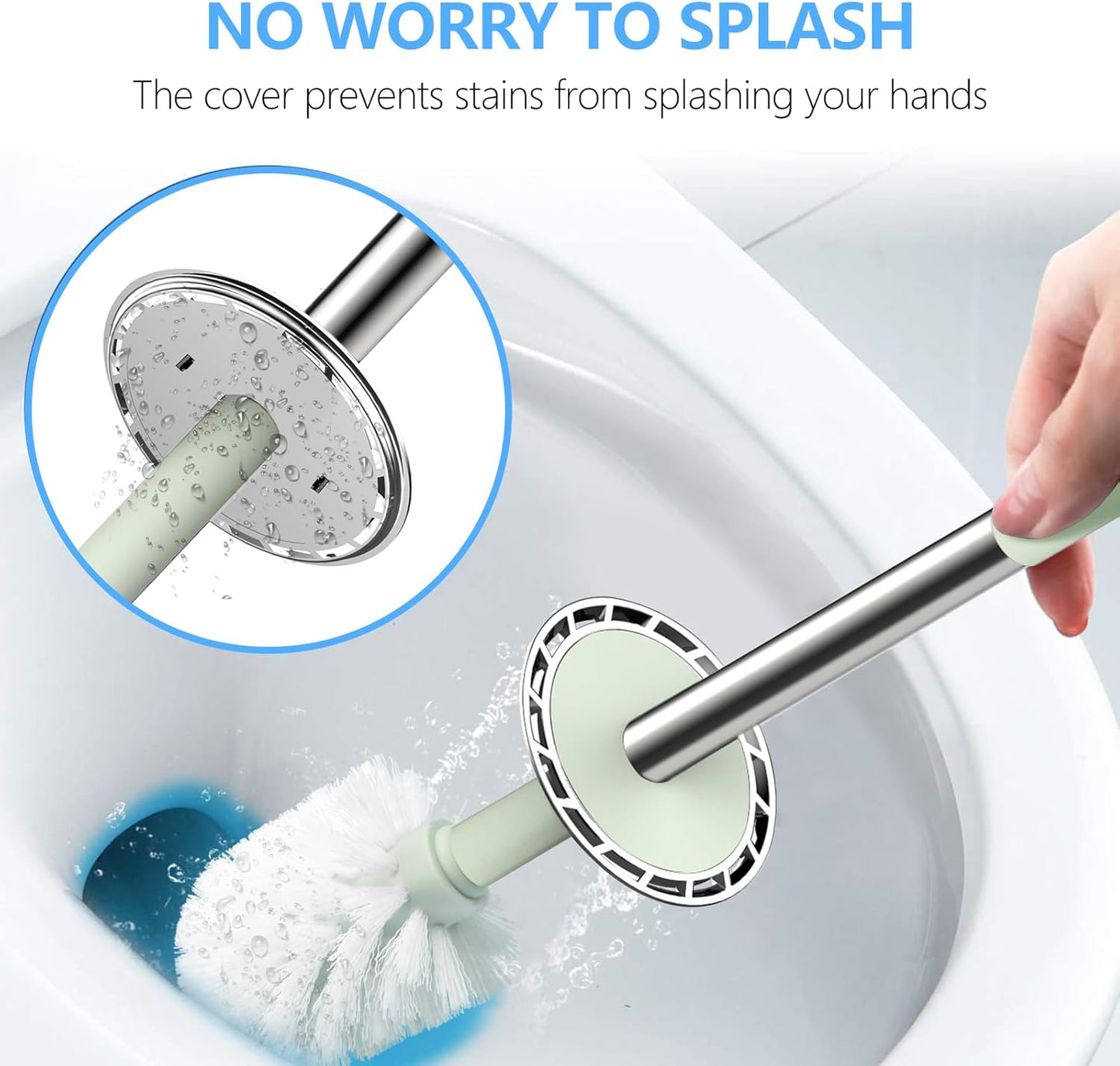 SetSail Toilet Brush, Compact Size Toilet Bowl Brush and Holder Toilet Brushes for Bathroom with Stainless Steel Handle Toilet Cleaner Brush with Durable Scrubbing Bristles, Splash-Proof