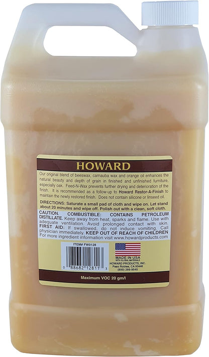 Howard Products Feed-N-Wax Wood Polish & Conditioner, 8 oz, Orange