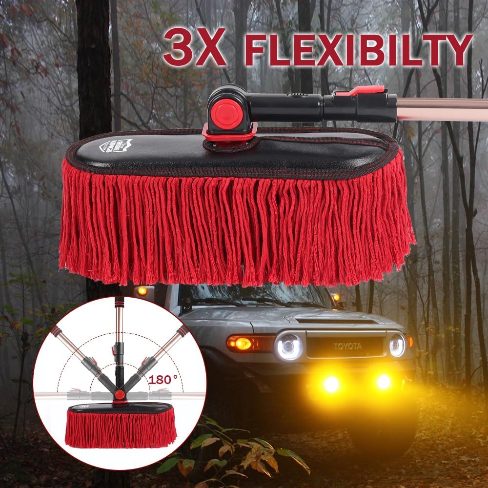 Car Duster Exterior Scratch Free,Soft Car Brush Kit for Truck,SUV,RV and Motorcycle,Wax Cotton Hair,Dusters with Extendable Handle,Duster for Cleaning,Dust Pollen Removing,No Lint