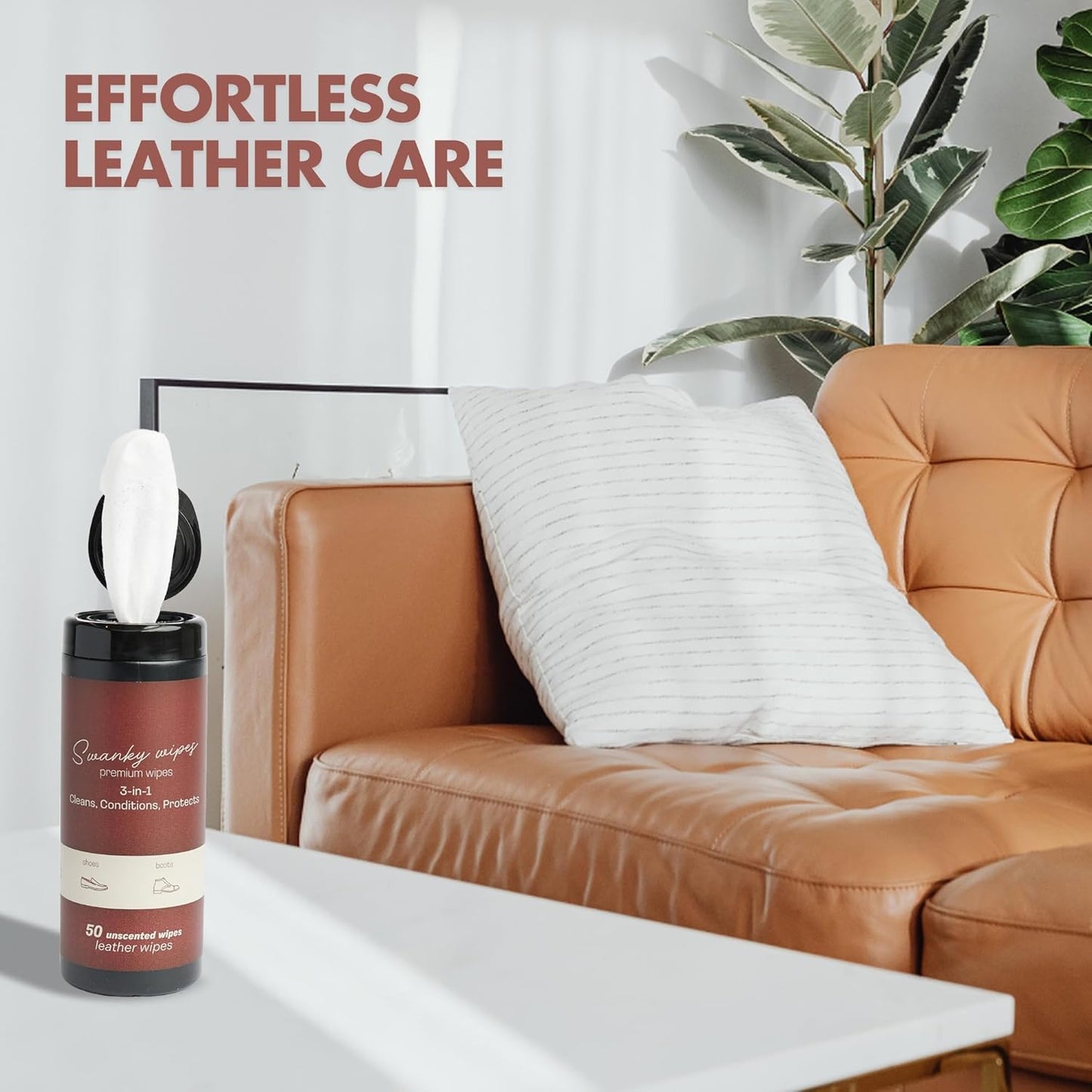 Swanky Leather Wipes - Leather Cleaner and Conditioner for Purses, Shoes, Furniture Polish & Car Seats, Prevents Fading & Cracking, Restores Softness & Shine - Soft Wipes, 30 Count