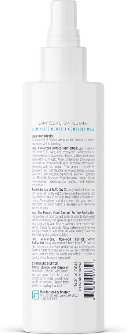 BRIOTECH Sanitizer Disinfectant Hypochlorous, Kill 99.99% of Viruses & Bacteria, Control Mold, Eliminate Odor, Gentle for Nursery & Play Rooms, Food Contact Surface Sanitizer, 1 Gallon Refill