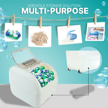 Skywin TidyFriend Laundry Pods Container with Lift Up Lid, 12.4" x 6.5" x 8.7", Airtight Storage Keeps Pods Fresh, Laundry Detergent Container & Dishwasher Pod Holder (Grey)