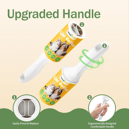 Extra Sticky Lint Roller for Pet Hair, 600 Sheets with 2 Reinforced Handles, Heavy Duty Lint Roller for Clothes, Couch, Furniture & Car