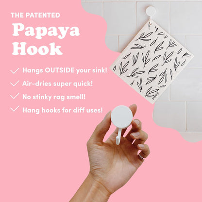 Papaya Reusable Paper Towels, Premium Swedish Dishcloths with Hook, Non-Scratch Reusable Paper Towel, 1 Sheet Replaces 17 Rolls - 2 Sheets, 1 Hook