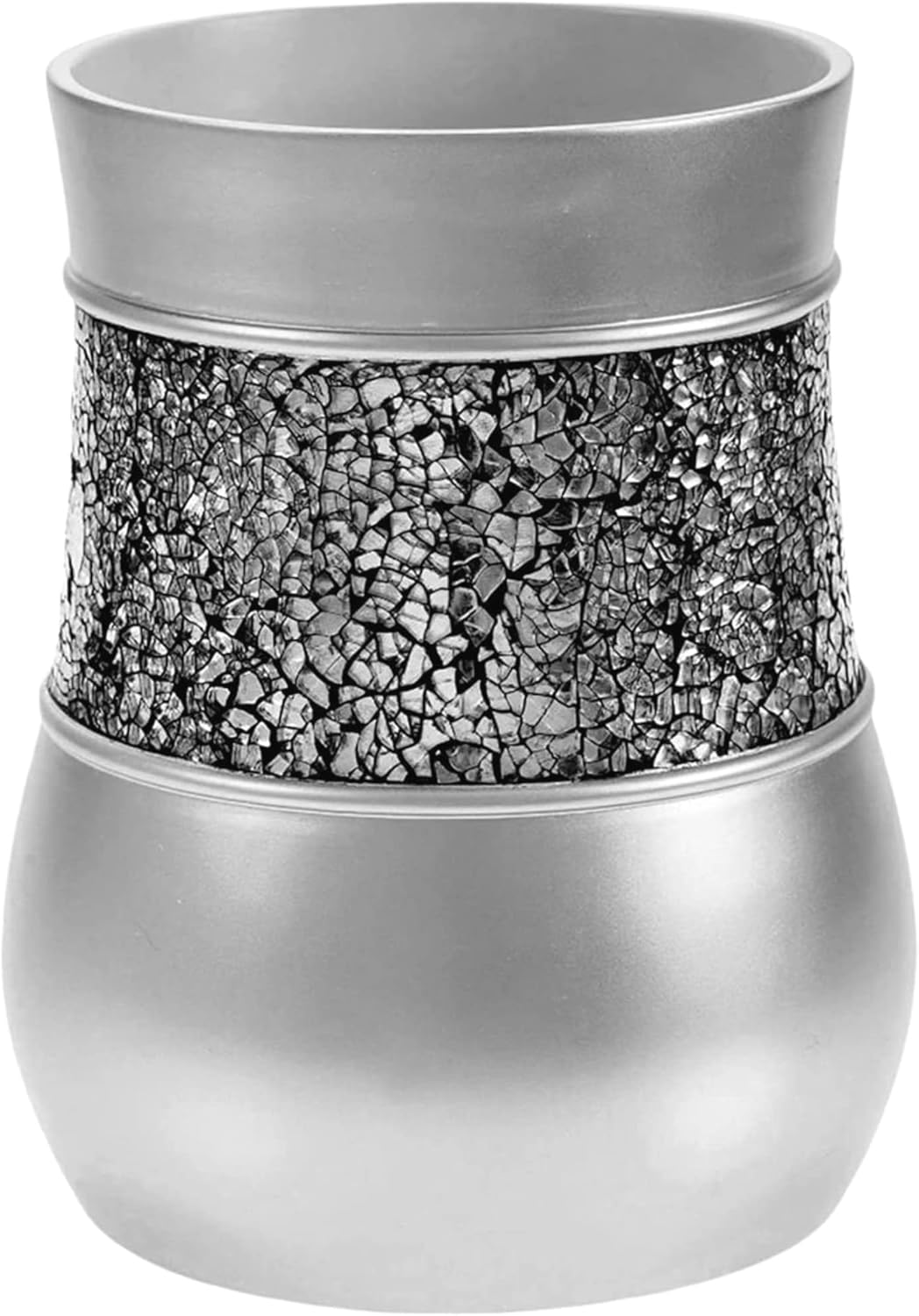 Creative Scents Crackled Glass Toilet Brush with Holder - Silver Toilet Bowl Cleaner Brush and Holder - Good Grip, Deep Cleaning, Decorative Design Compact Toilet Bowl Scrubber