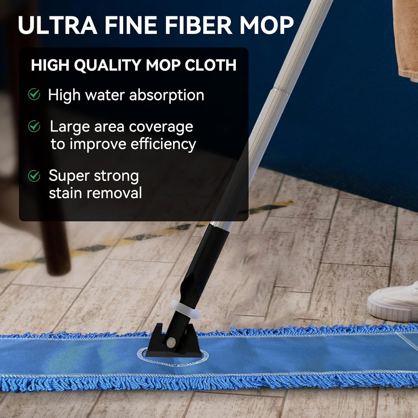 3 Pack 24 Inch Microfiber Dust Mop Head, Medium Washable Commercial Sweeper and Janitorial, Blue