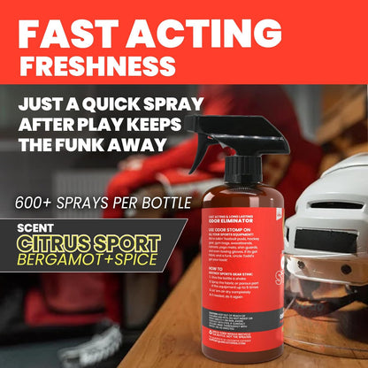 Uncle Todd’s Odor Stomp Sports Equipment Odor Eliminator Spray - Extra Strength Enzyme-Powered Deodorizer for Football, Hockey, Gym Bags, and Athletic Gear - Bamboo Blitz Scent - 16 oz