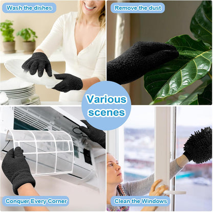 3 Pcs Microfiber Dusting Mitt Gloves Microfiber Plant Cleaning Gloves for Leaf Cleaning Plant Blinds Furniture House (Deep Pink)