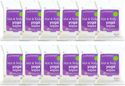 Yoga Wipes for Body and Mat - Natural Lavender and Tea Tree - 45 Wipes in Resealable Canister - by Jasmine Seven