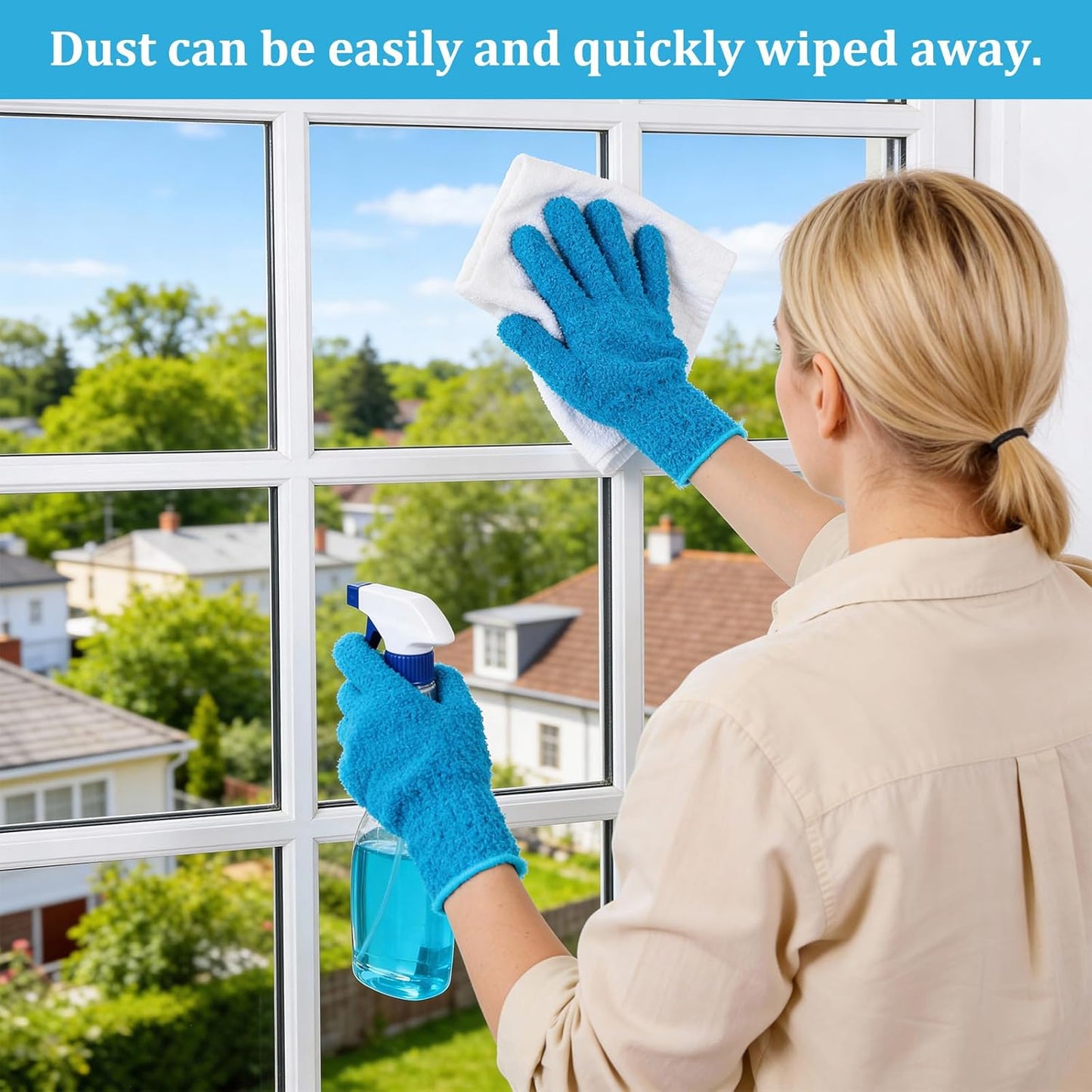 Abeillo Microfiber Gloves for Plants Dusting Cleaning, Reusable Washable Cleaning Gloves Mittens House Cars Blinds Dusting