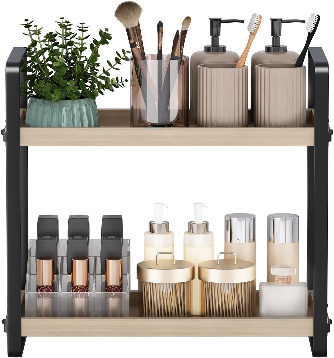 HNRLOY Bathroom Counter Organizer,Bathroom Countertop Organizer,Counter Shelf,Countertop Storage,Organization and Storage,Makeup Shelf,Sink Caddy(Brown 3 Tier)