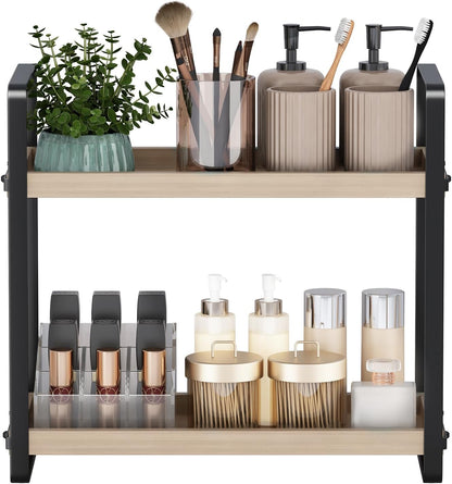 HNRLOY Bathroom Counter Organizer,Bathroom Countertop Organizer,Counter Shelf,Countertop Storage,Organization and Storage,Makeup Shelf,Sink Caddy(Brown 3 Tier)