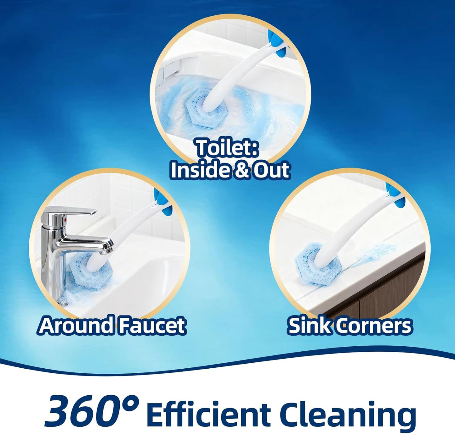 40 Count Toilet Cleaner Refill Pads Compatible with Clorox ToiletWand, High-Density Disposable Toilet Brush Refills for Powerful Scrubbing