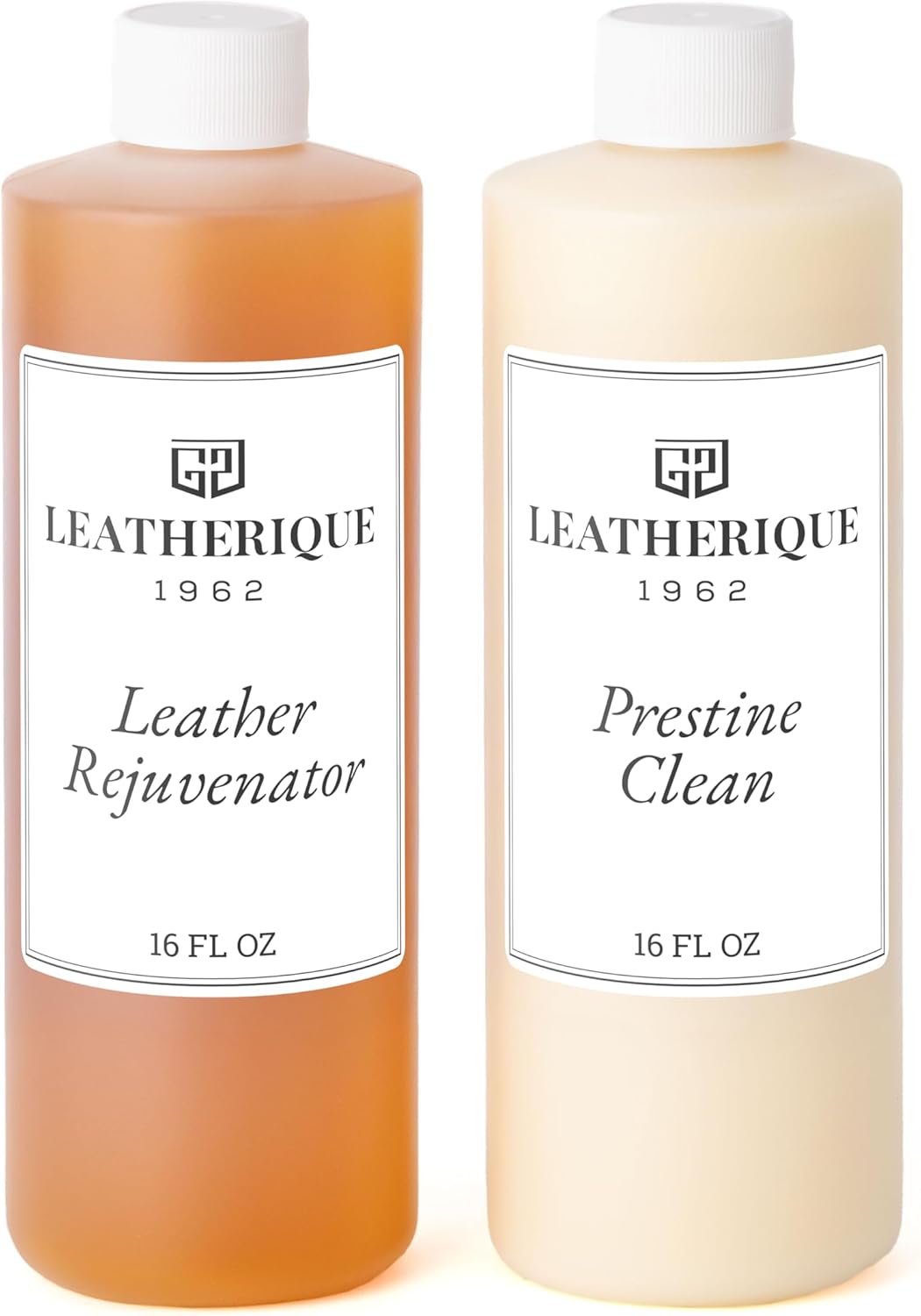 Leatherique Leather Care & Preservation Set - 8 oz | Leatherique Rejuvenator Oil & Prestine Clean 2-Step System | Softens, Conditions & Preserves Leather | Perfect for Cars, Furniture, Saddles & More