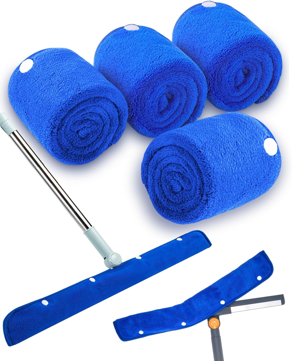 Floor Squeegee Pads, Microfiber Pads for Squeegee for Floor, Reusable Mop Pad for 23-24" Heavy Duty Rubber Squeegees Mop Rubber Broom for Floor, Tile, Glass, Wall Cleaning -4 Pack 60cm