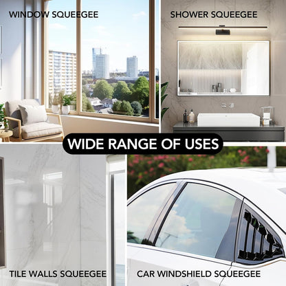 Shower Squeegee with Long Handle, 15-51" Telescopic Squeegee for Window Cleaning, Window Squeegee for Glass Doors, Extendable Window Cleaner Tool for Tile Walls, Sliding Door, Floor, Car Windshield-GD