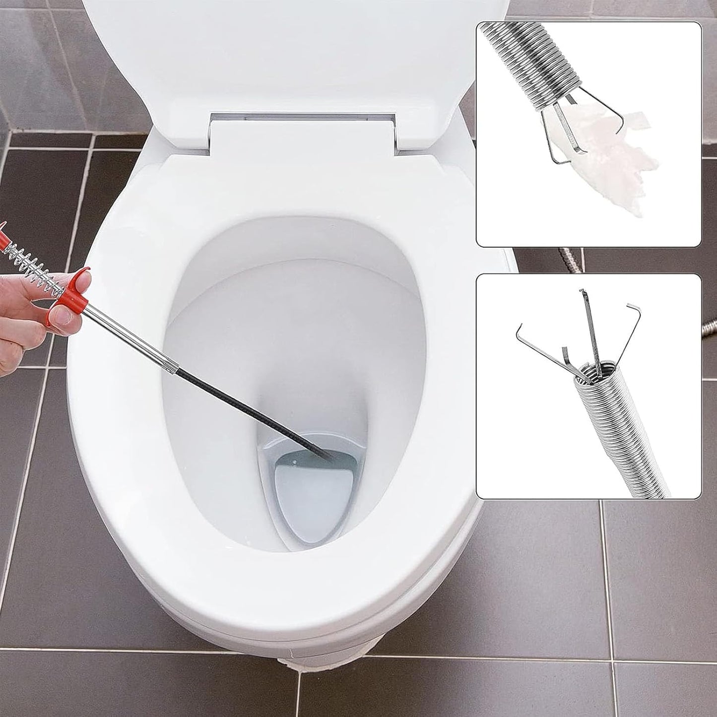 Drain Snake Hair Drain Clog Remover, 61 Inch Shower Snake Sink Unclogger Tool for Home Sink, Bathroom Tub,Drain, Toilet, Tight Spaces