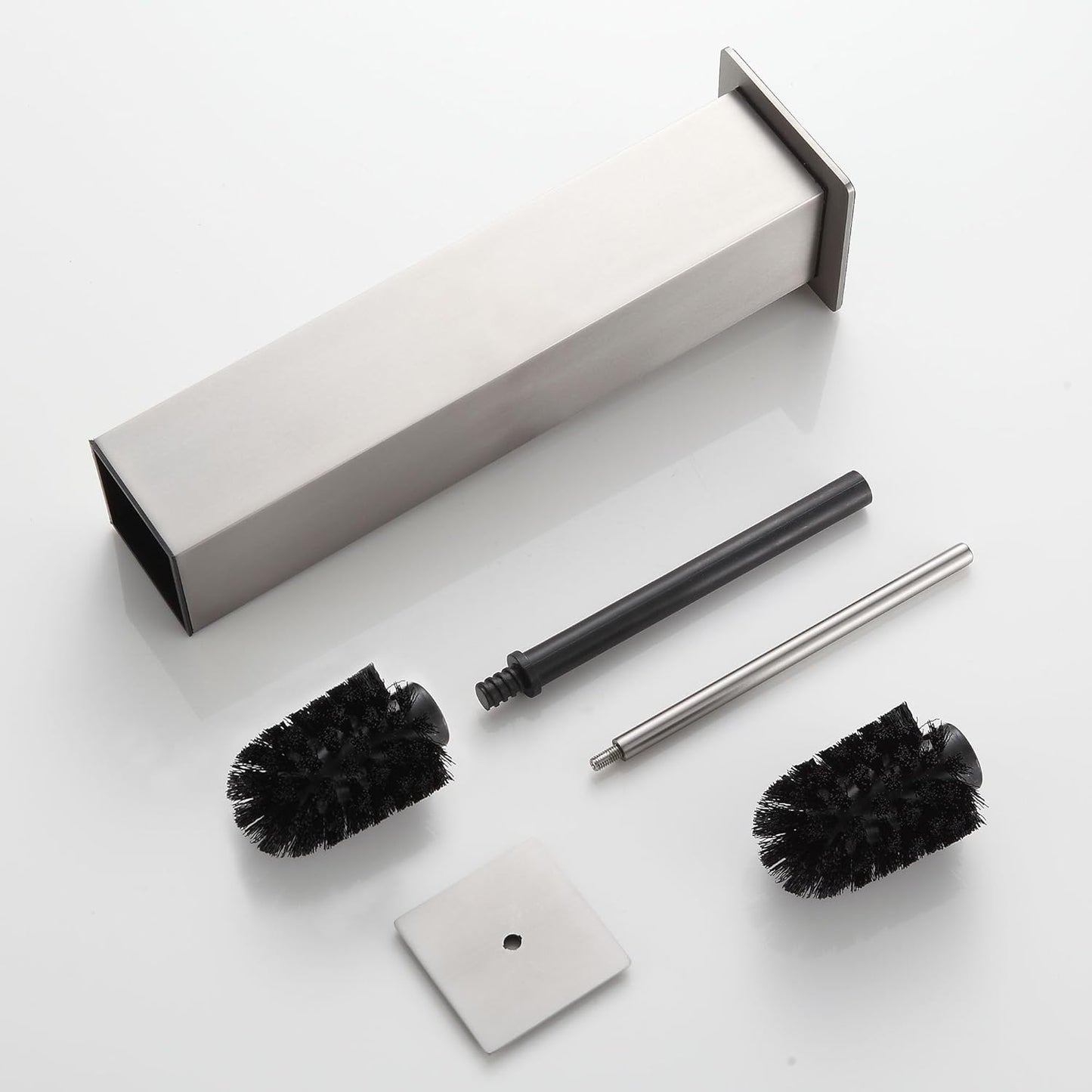 BVL Toilet Brush and Holder Set Brushed Nickel Stainless Steel 304 Square Freestanding Toilet Brush for Bathroom