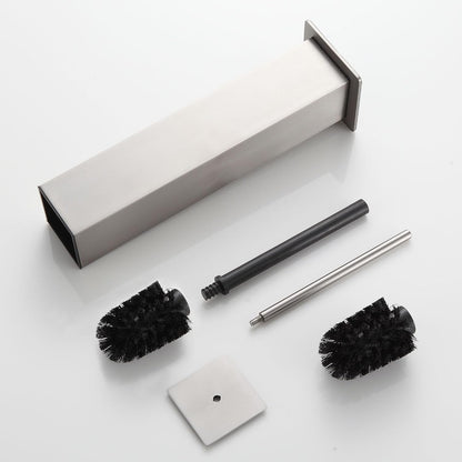 BVL Toilet Brush and Holder Set Brushed Nickel Stainless Steel 304 Square Freestanding Toilet Brush for Bathroom