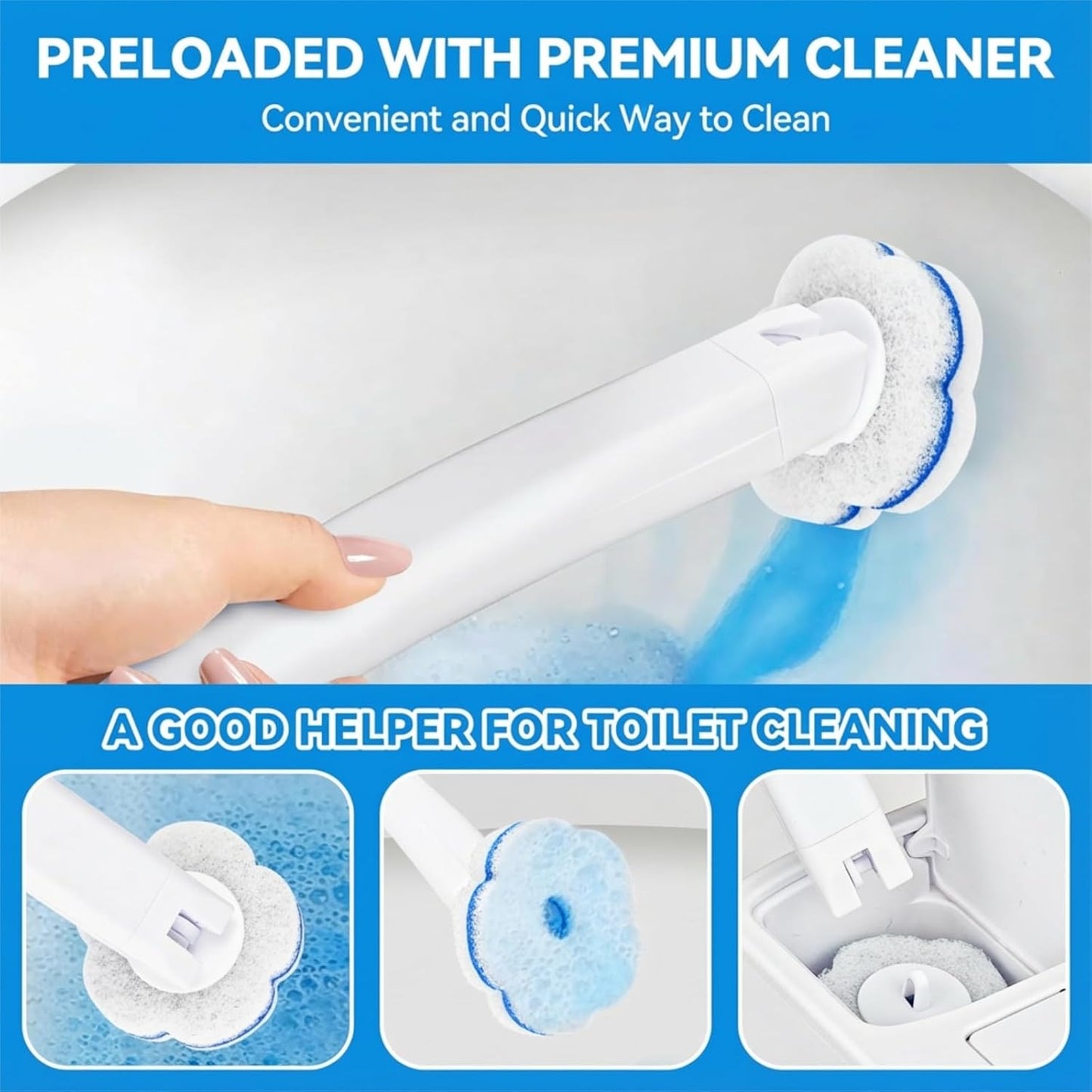48 Count Disposable Toilet Brush Refill Pads, Disposable Toilet Bowl Wand Refills, Toilet Cleaning Refills, Toilet Scrubber Refills, Brush Head Replacement