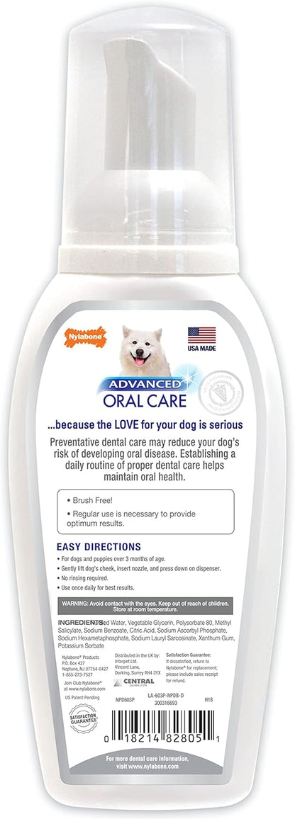 Nylabone Advanced Oral Care Pet Dental Foam Tartar Remover & Breath Freshener for Dogs, Dog Teeth-Cleaning, 4 oz.
