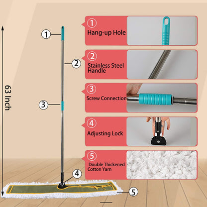 OFO 36inch Industrial Commercial Dust Mop 2 Sets //Heavy Duty Dust Mop // 63inch Length Stainless Steel Handle //Easily Clean Large Area Factory,Shopping Mall,Garage