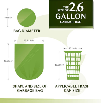 Compostable Trash Bags - FORID 13 Gallon Tall Kitchen Garbage Bags 80 Count Unscented Trash Can Liners 55 Liter Medium Wastebasket Bags for Bathroom Home Bedroom Office Garbage Can (5Rolls/Green)