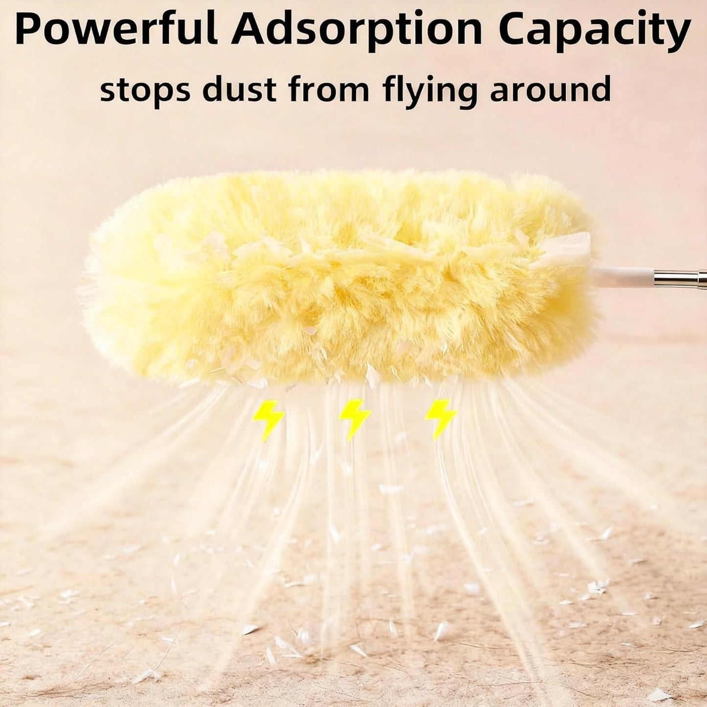 Heavy Duty Duster Refills, Disposable Dusters Kit for Cleaning Dusting Furniture Blind Ceiling Fan, Multi Surface 360 Feather Duster(10)+3FT Extended Handle（1） (Navy Blue)