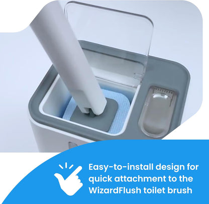 MIRACLEAN WizardFlush Toilet Brush Head Refill - Disposable Toilet Scrubber Refills - Removes Rust & Hard Water Stains - Toilet Bowl-Cleaner for Bathroom - 30 Disposable Brush Heads